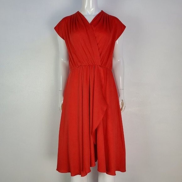 Vintage 70's Alison Peters Red Flutter Dress - Picture 3 of 8